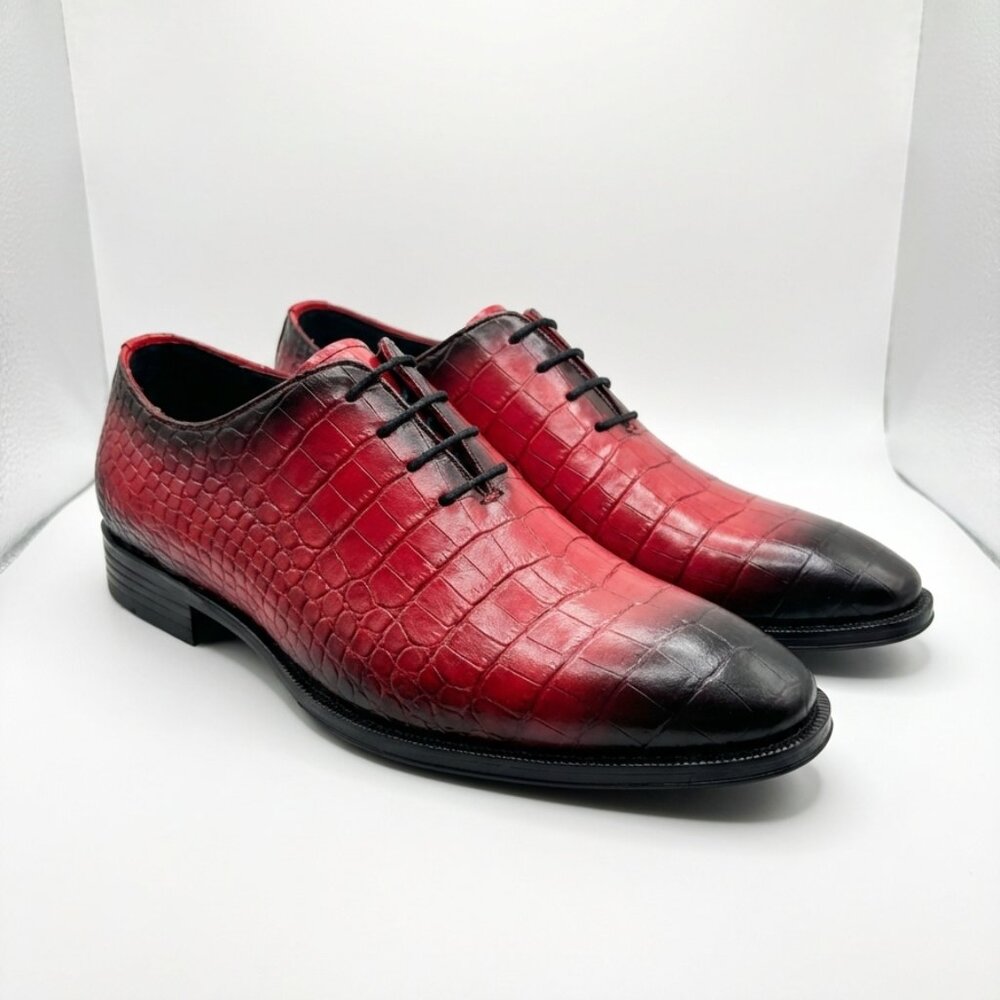 Antonio Cerrelli Elite Red Crocodile Print Dress Shoes
